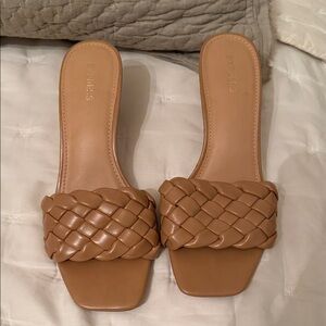 Express Tan Braided Slide Sandals